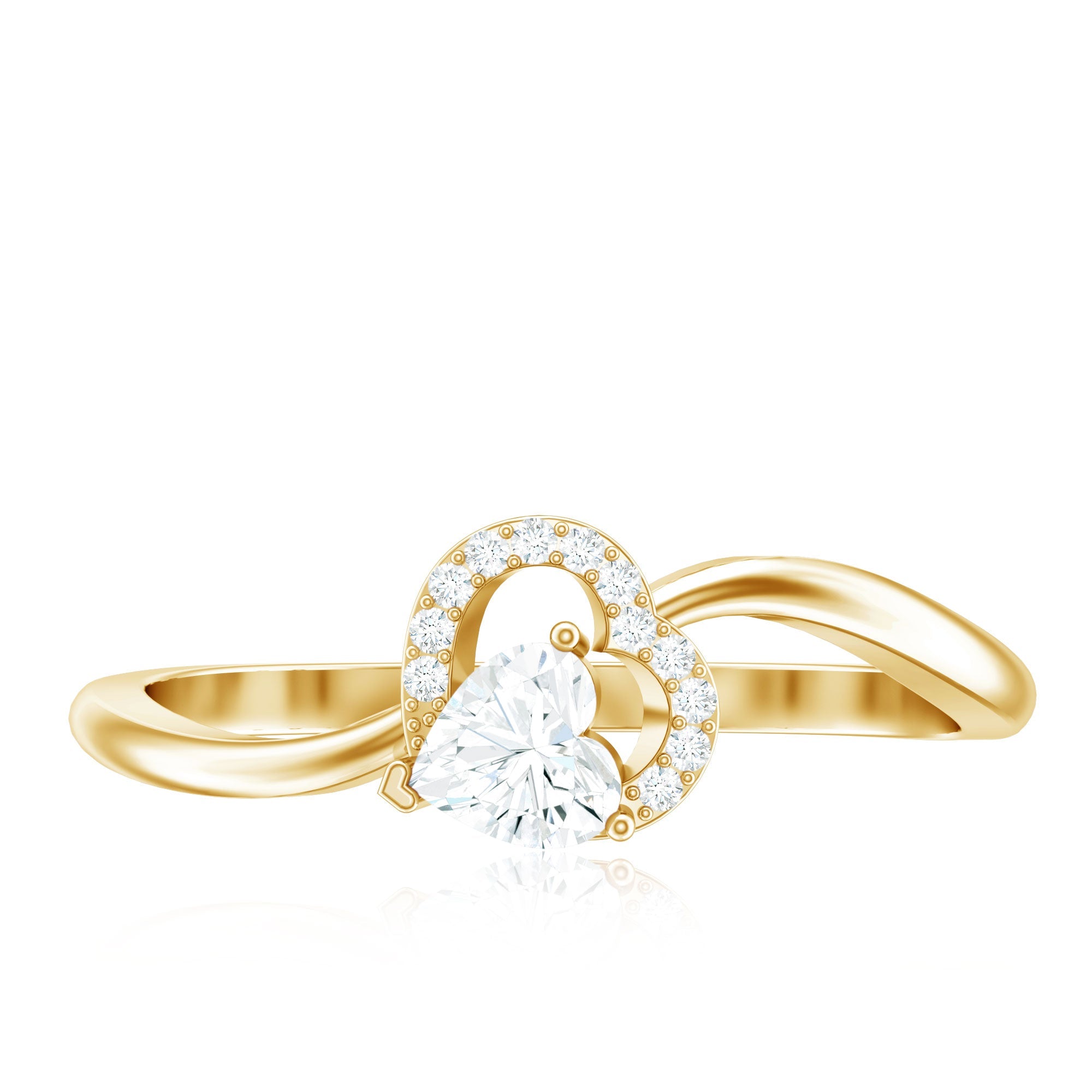 Moissanite Promise Ring - Heart Shaped 5MM D-VS1 Stone with Twisted Band