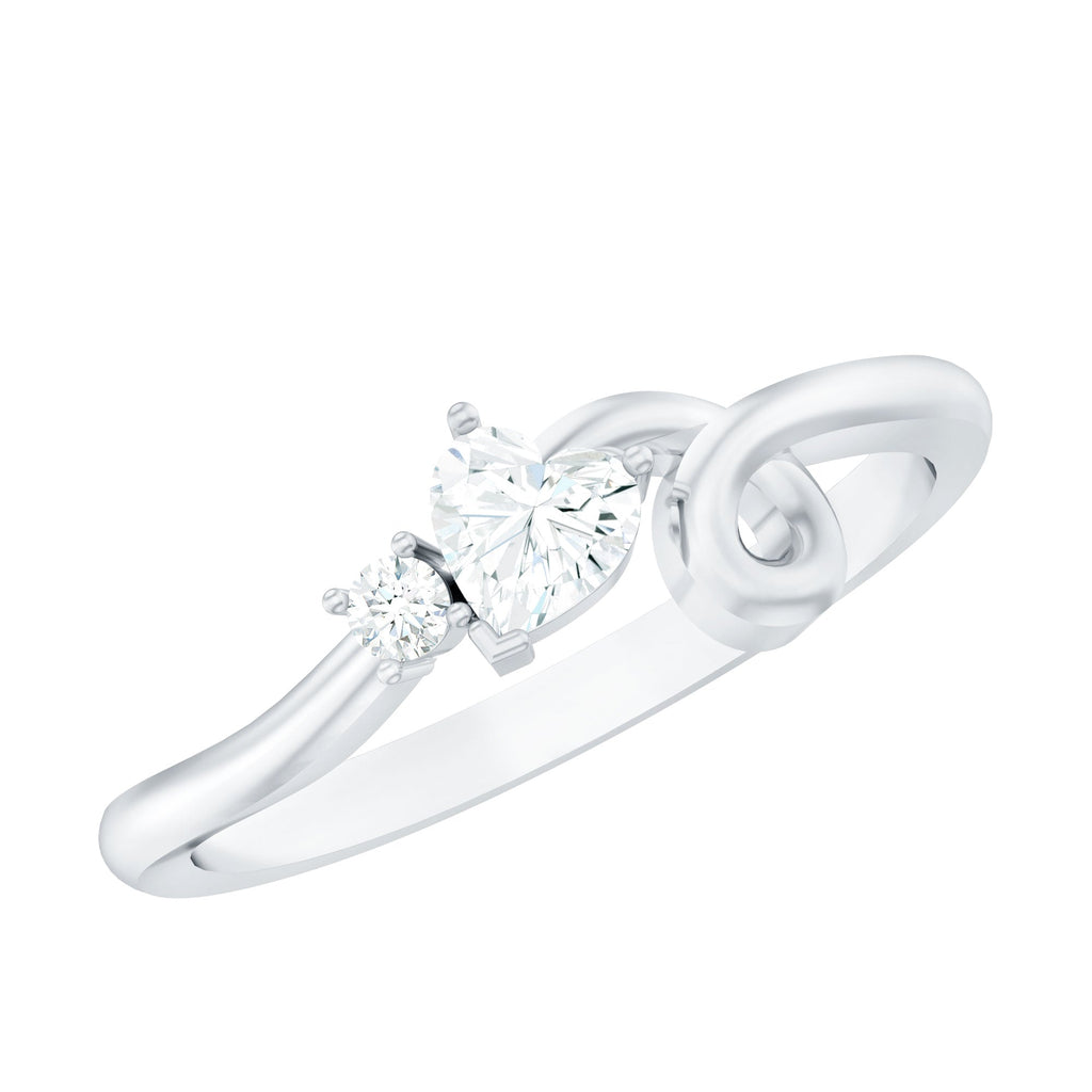 Moissanite Heart Promise Ring – Twisted Shank, Sparkling Heart Shaped Ring