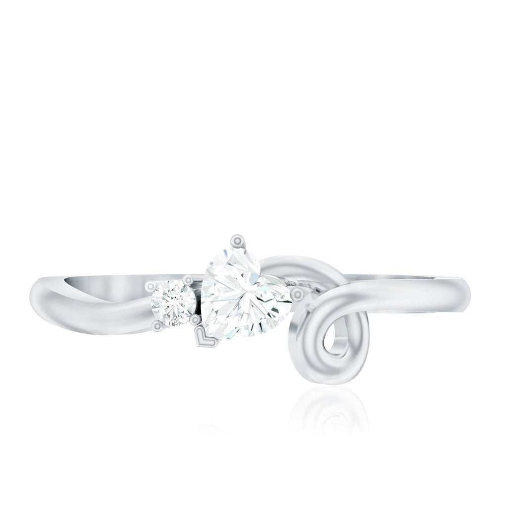 Moissanite Heart Promise Ring – Twisted Shank, Sparkling Heart Shaped Ring