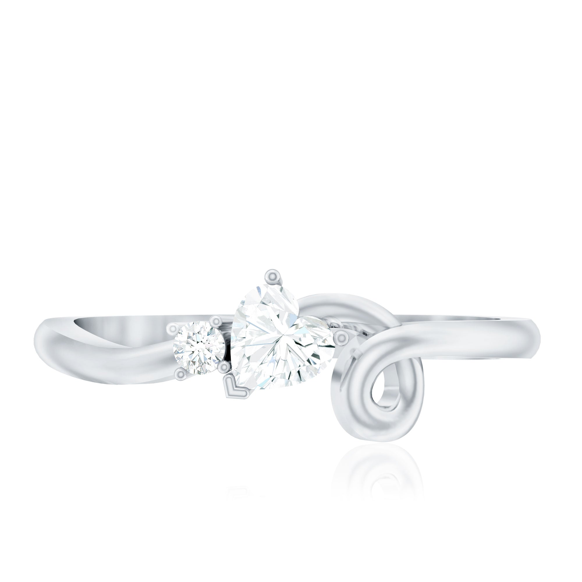 Moissanite Heart Promise Ring – Twisted Shank, Sparkling Heart Shaped Ring