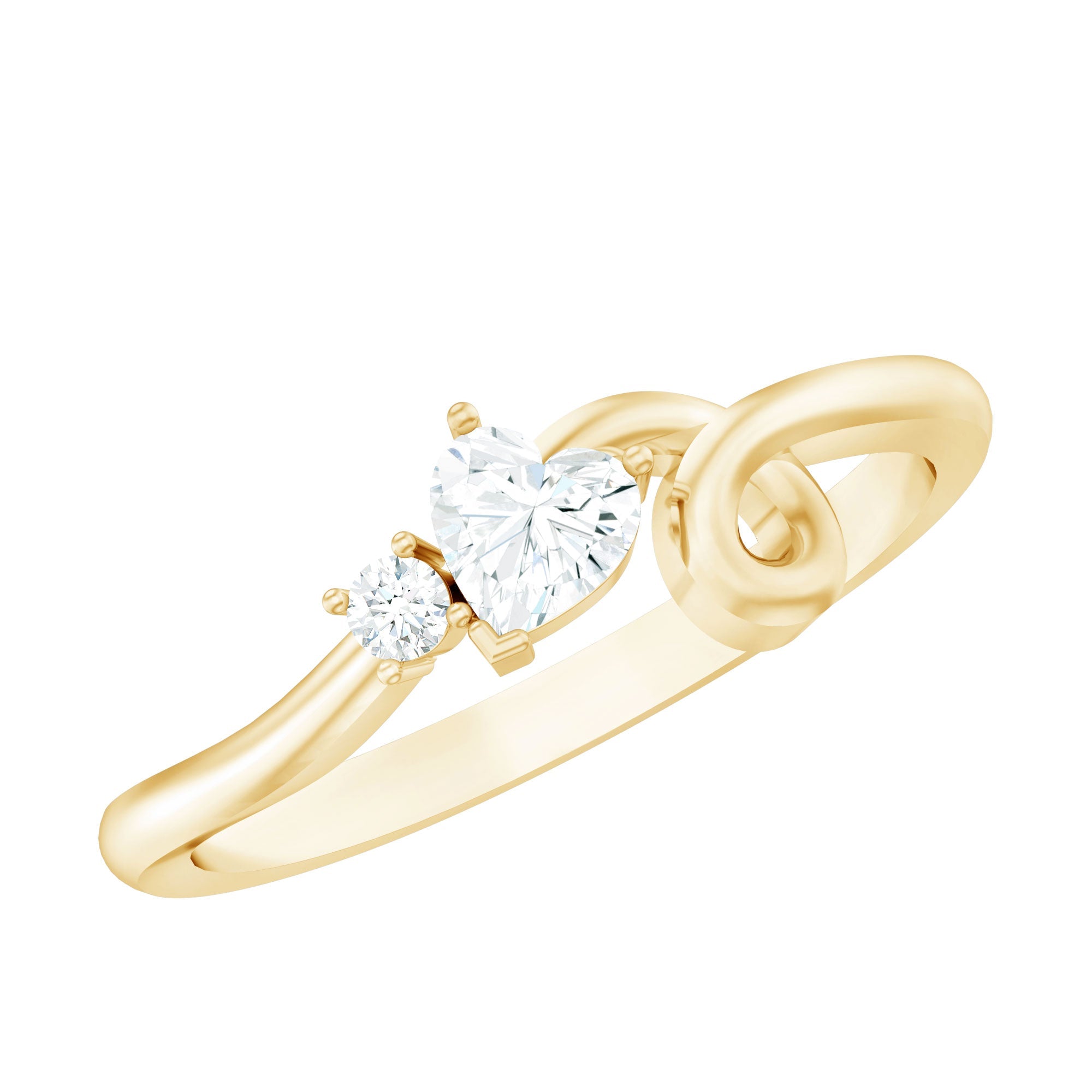 Moissanite Heart Promise Ring – Twisted Shank, Sparkling Heart Shaped Ring
