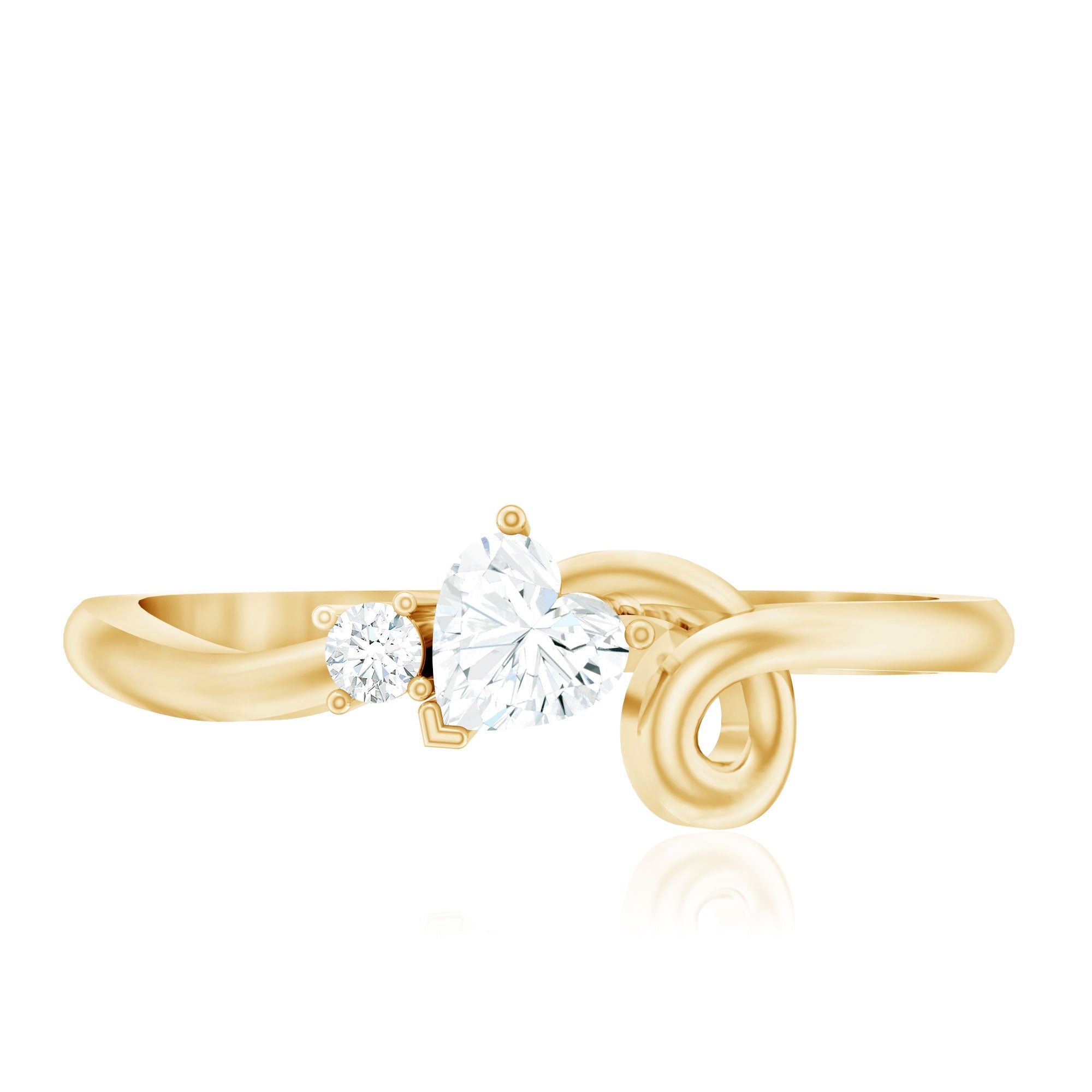 Moissanite Heart Promise Ring – Twisted Shank, Sparkling Heart Shaped Ring