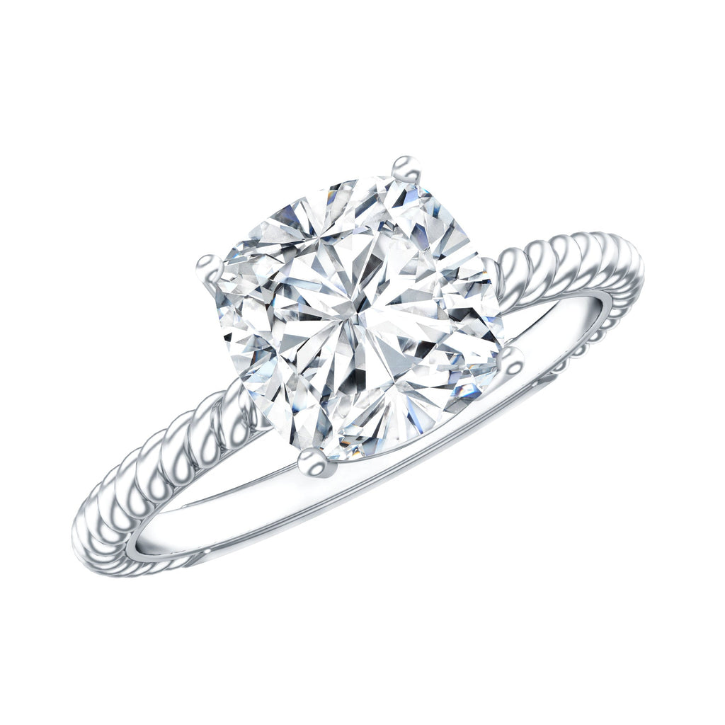 3 CT Certified Moissanite Cushion Cut Engagement Ring