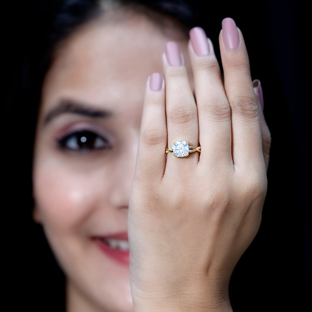 Cushion Cut Solitaire Moissanite Braided Engagement Ring