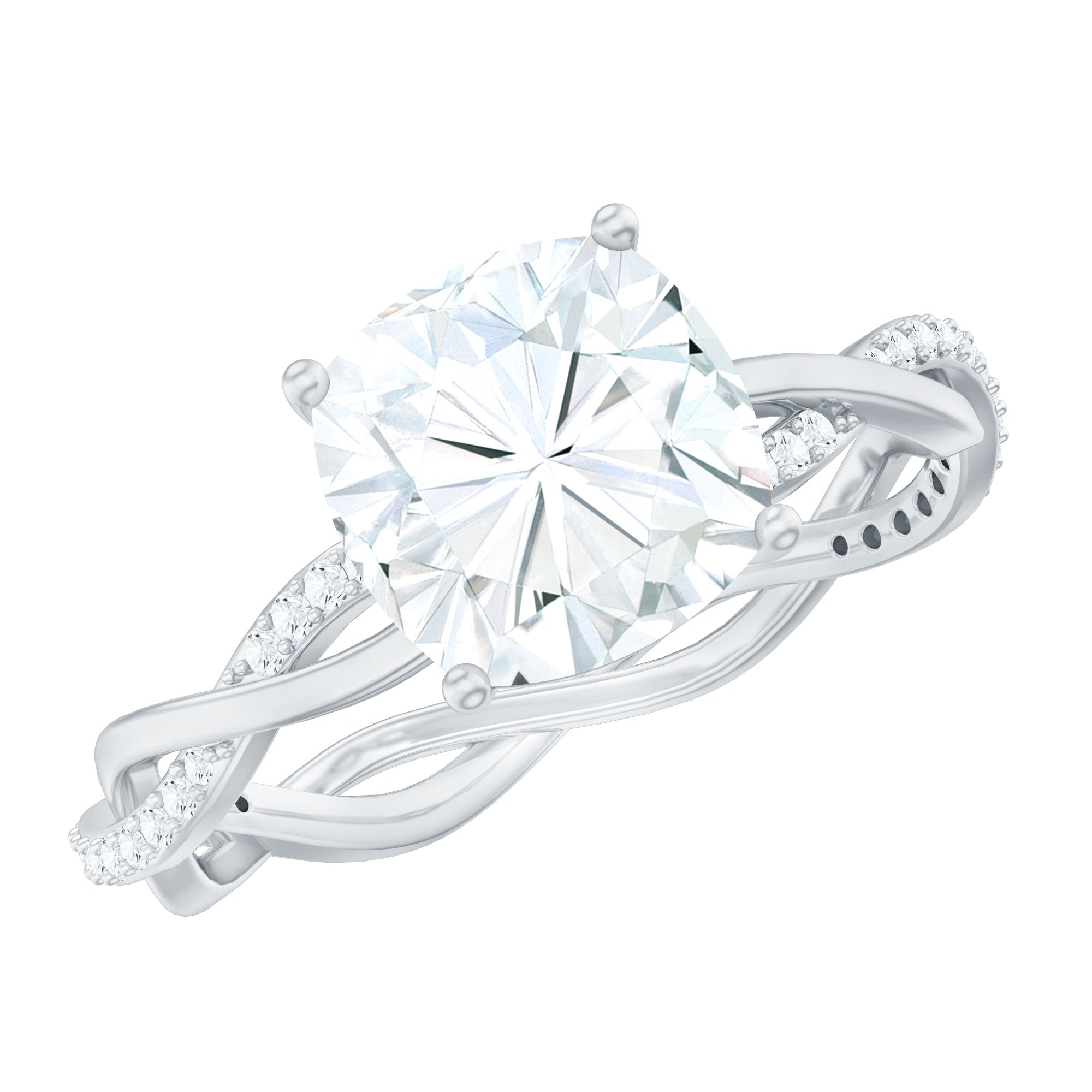3 Carat Moissanite Cushion Cut Hidden Halo Engagement Rings