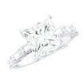 Princess Cut Moissanite Ring – Solitaire Engagement Ring With Spaced Accent Diamonds
