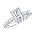 Certified Moissanite Emerald Cut Engagement Ring with Hidden Halo