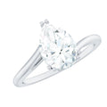 Pear Moissanite Ring – 2 Carat Solitaire Engagement With Bypass Design Elegance