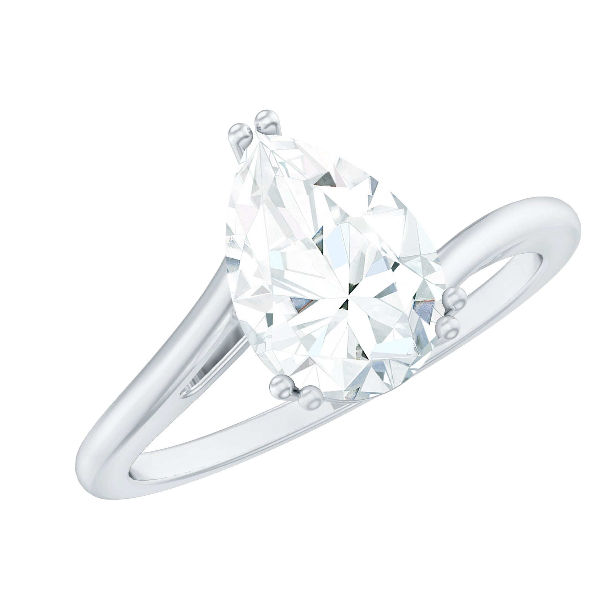 Pear Moissanite Ring – 2 Carat Solitaire Engagement With Bypass Design Elegance