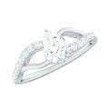 Certified Pear Cut Moissanite Split Shank Engagement Ring