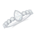 Beaded Bezel Set Moissanite Pear Engagement Ring