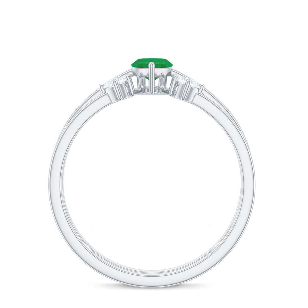 Emerald Promise Ring Marquise Emerald Ring Set With Diamond Cuff - AAA Quality