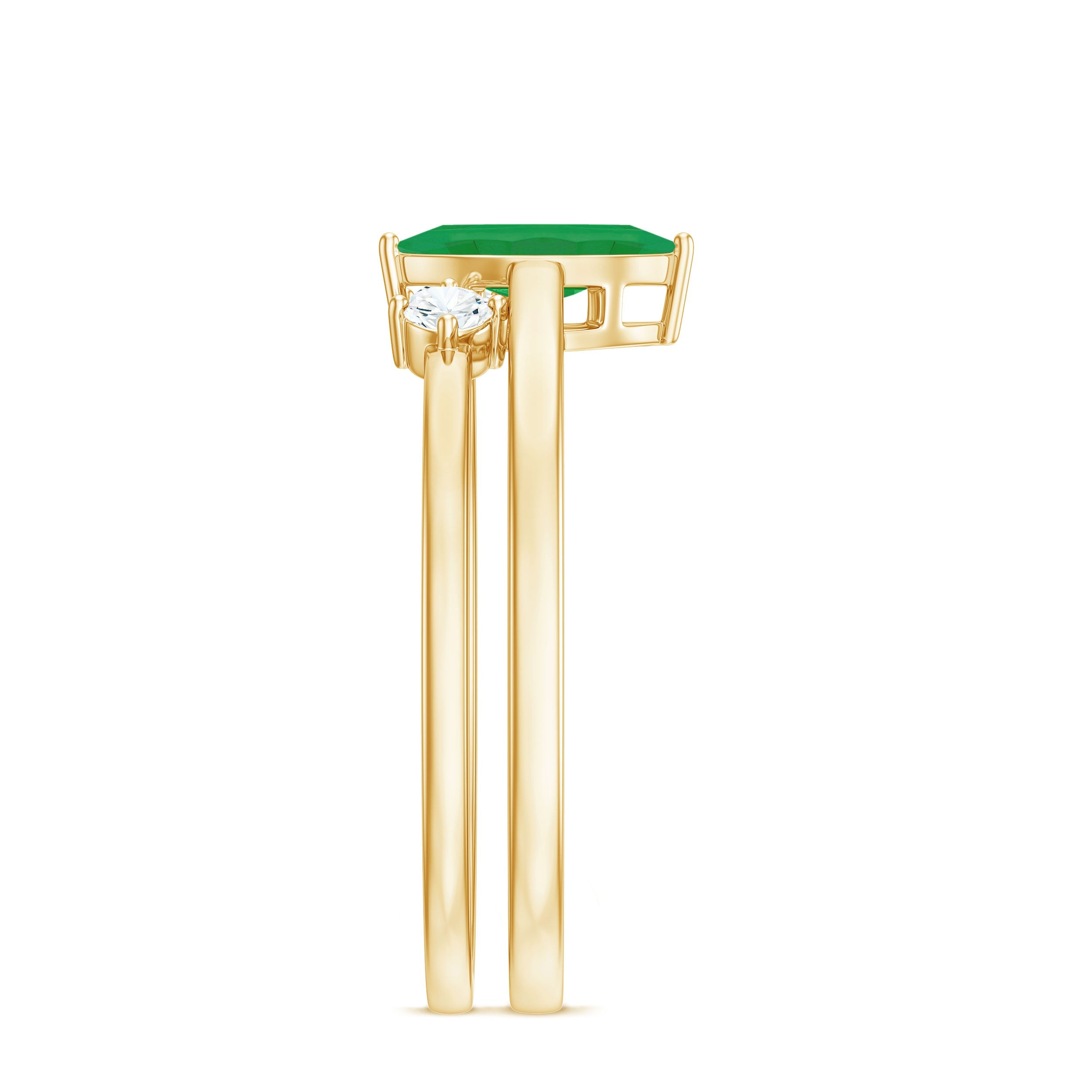 Emerald Promise Ring Marquise Emerald Ring Set With Diamond Cuff - AAA Quality
