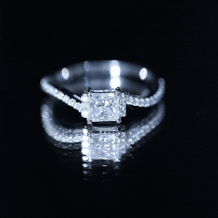 Princess Cut Moissanite Ring | Modern Bypass Engagement Ring for Women