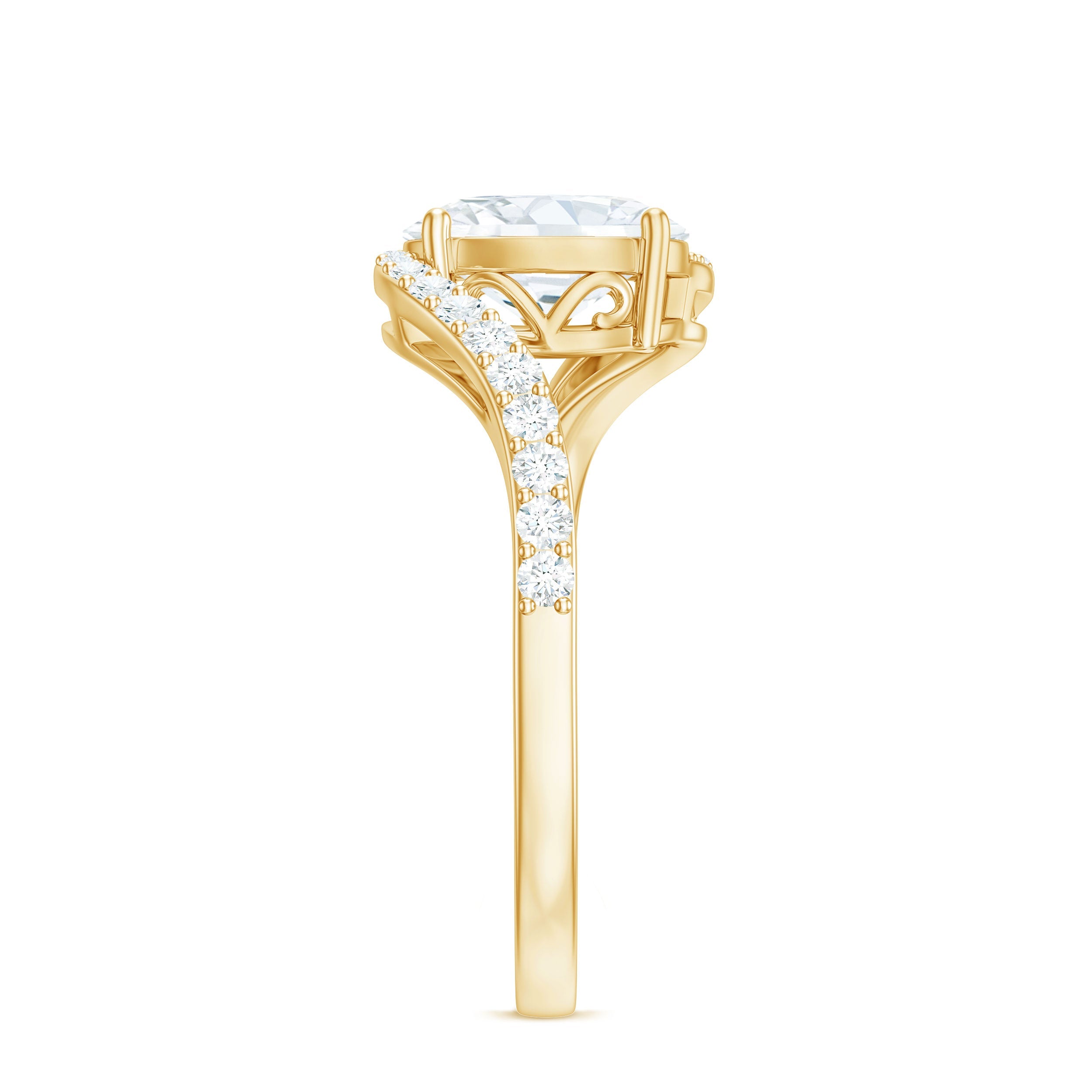 1 Carat Moissanite Oval Engagement Ring with Bypass Shank