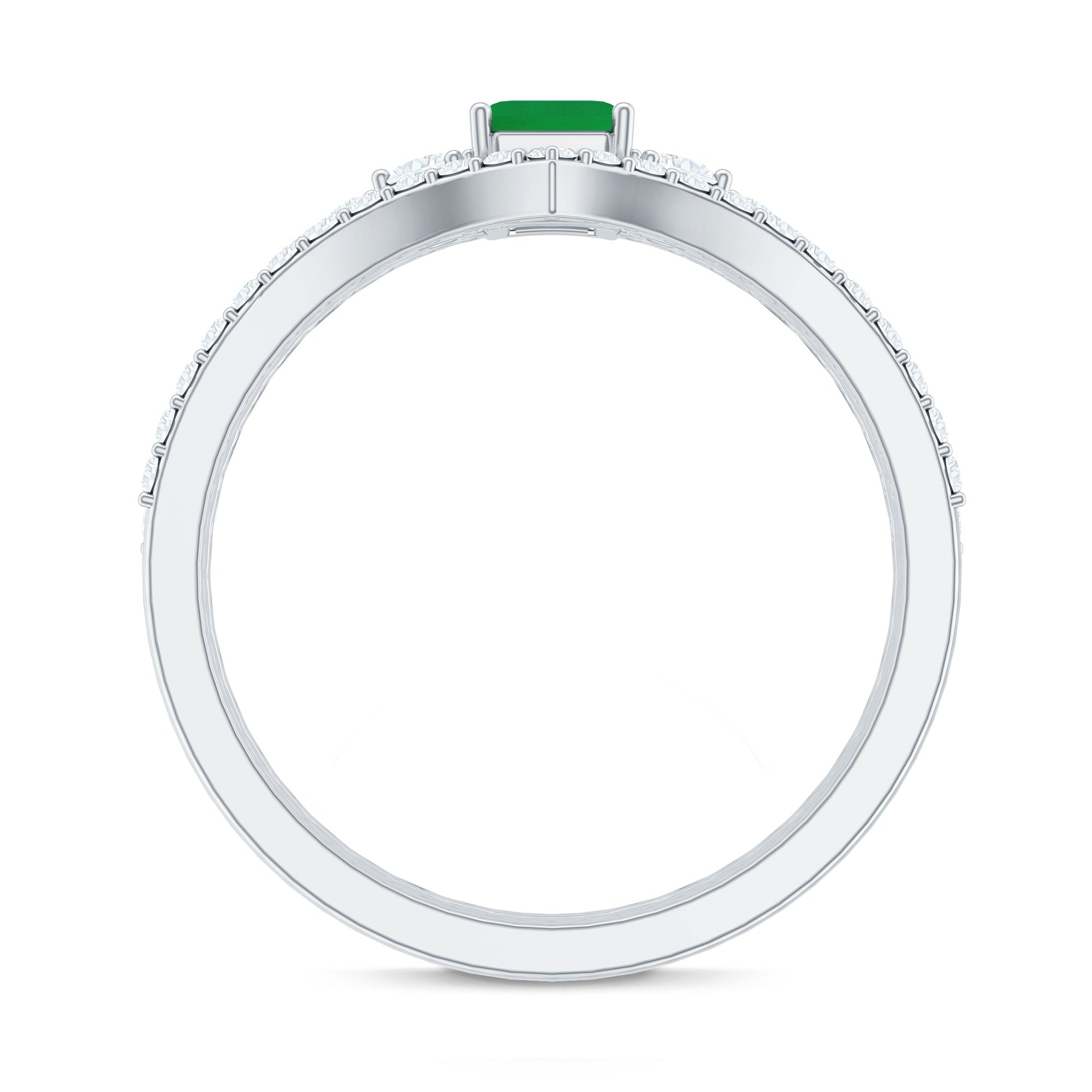 Emerald Cut Bridal Ring | Natural Emerald Diamond 3 Piece Wedding Set