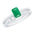 Emerald Cut Engagement Ring With Diamond Enhancer Band – AAA Quality Green Emerald