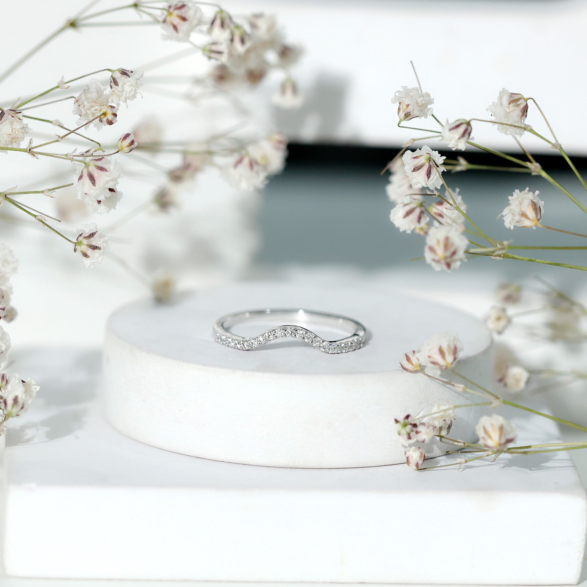 Diamond Ring Enhancer – Curved Diamond Band with Round Brilliant Cut Diamonds