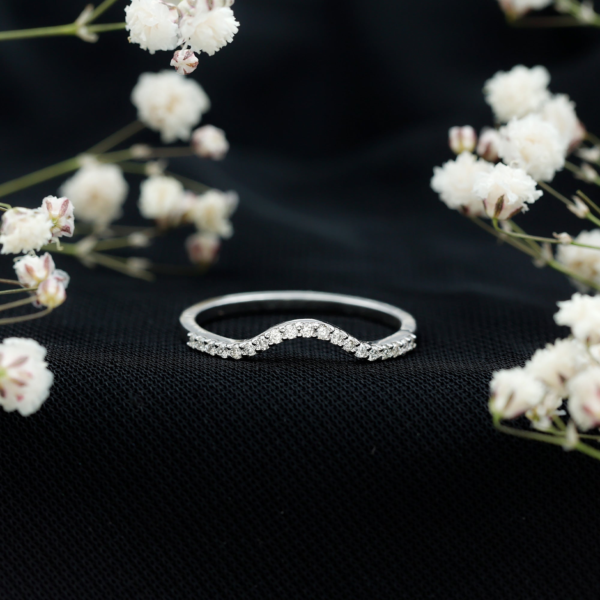 Diamond Ring Enhancer – Curved Diamond Band with Round Brilliant Cut Diamonds