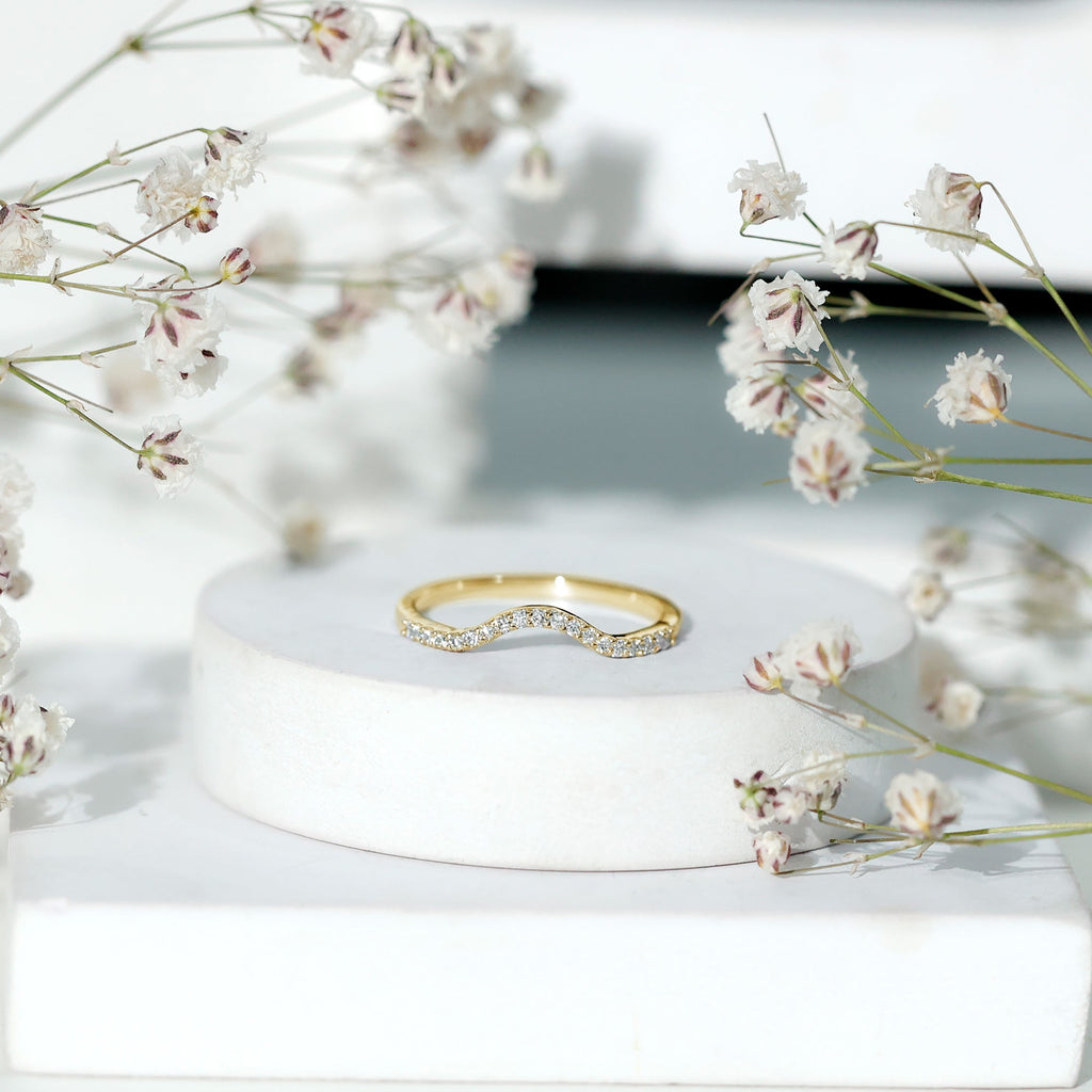 Diamond Ring Enhancer – Curved Diamond Band with Round Brilliant Cut Diamonds