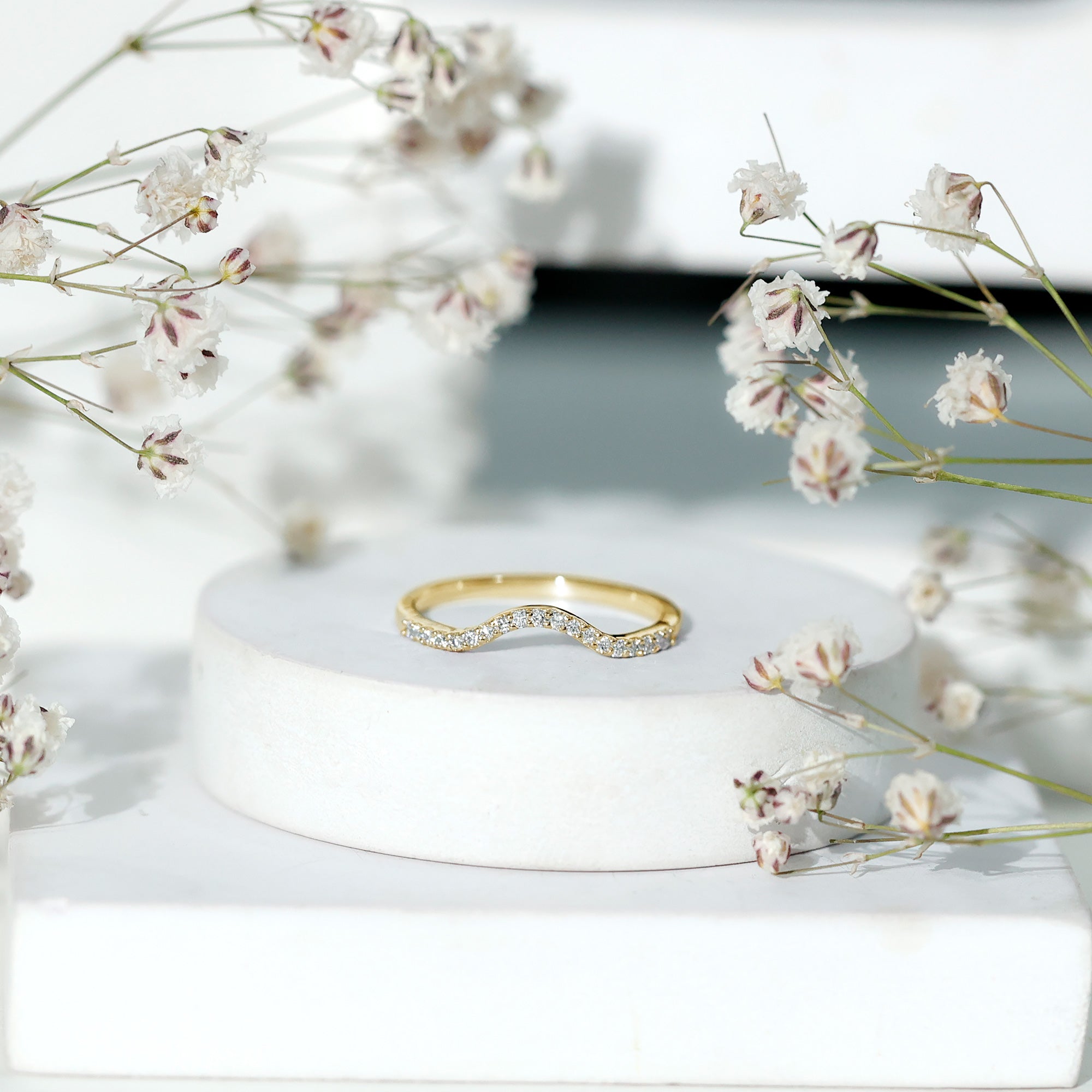 Diamond Ring Enhancer – Curved Diamond Band with Round Brilliant Cut Diamonds