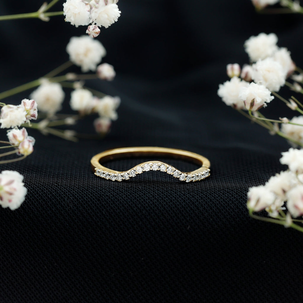 Diamond Ring Enhancer – Curved Diamond Band with Round Brilliant Cut Diamonds