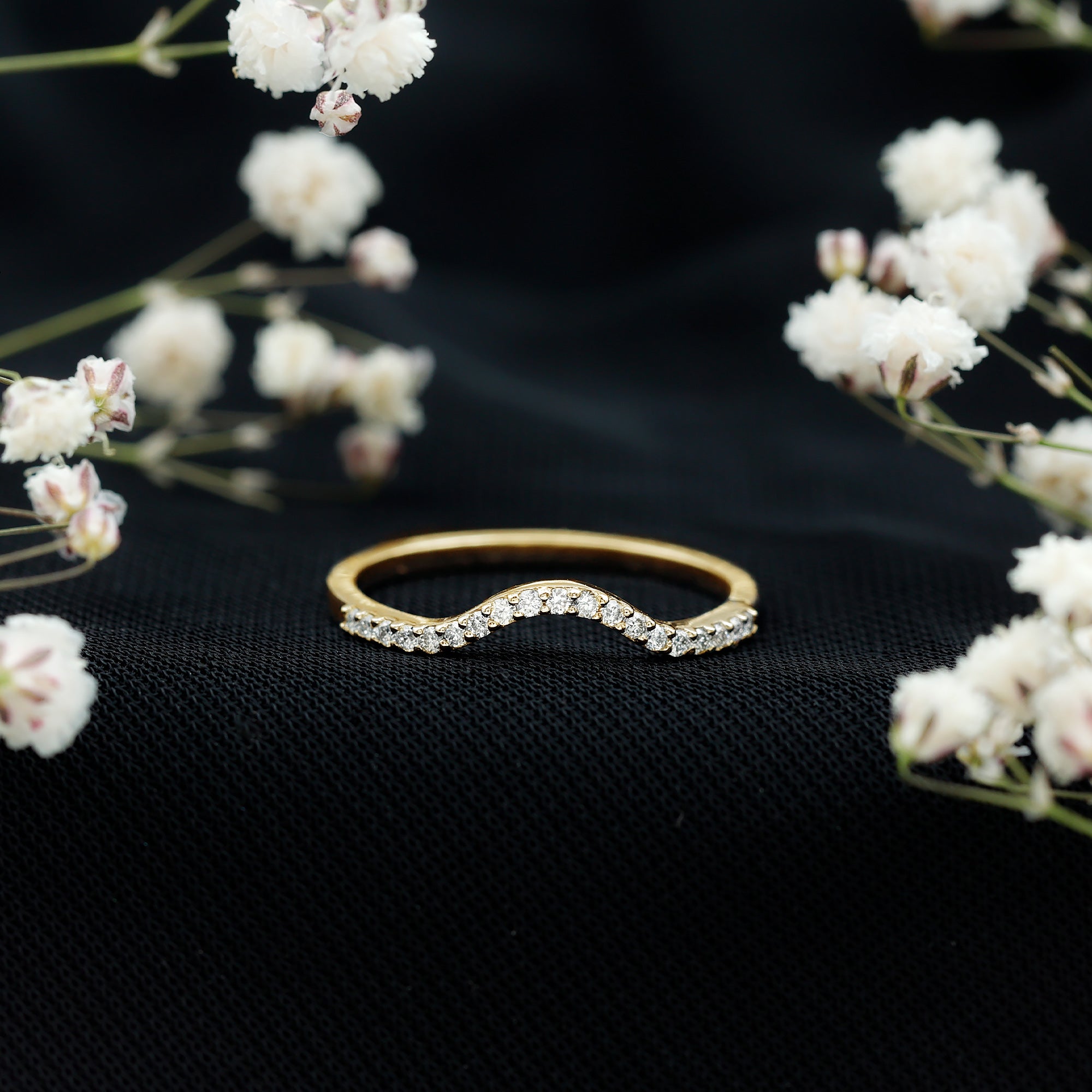 Diamond Ring Enhancer – Curved Diamond Band with Round Brilliant Cut Diamonds