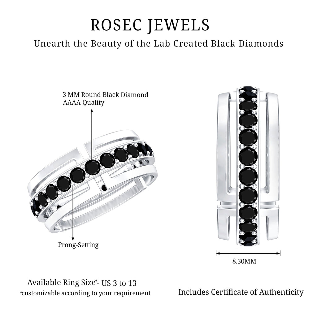 Black Diamond Wedding Band – Lab Created Durable Men's Ring with Prong Setting
