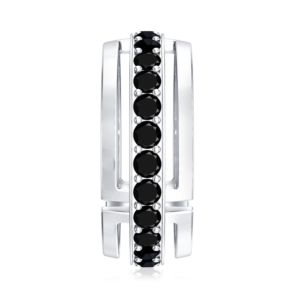 Black Diamond Wedding Band – Lab Created Durable Men's Ring with Prong Setting