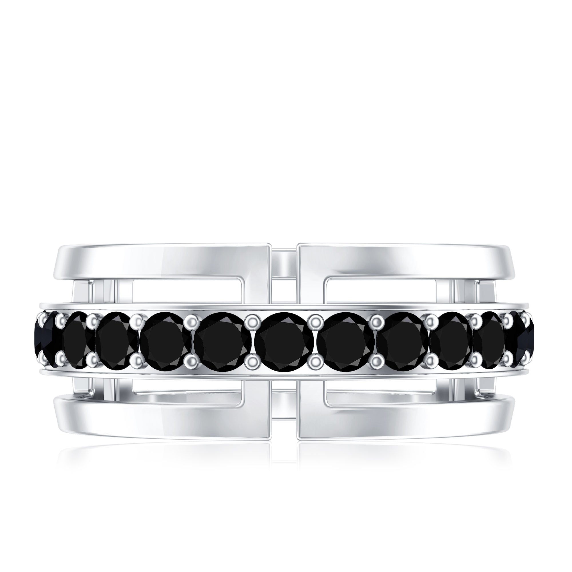 Black Diamond Wedding Band – Lab Created Durable Men's Ring with Prong Setting