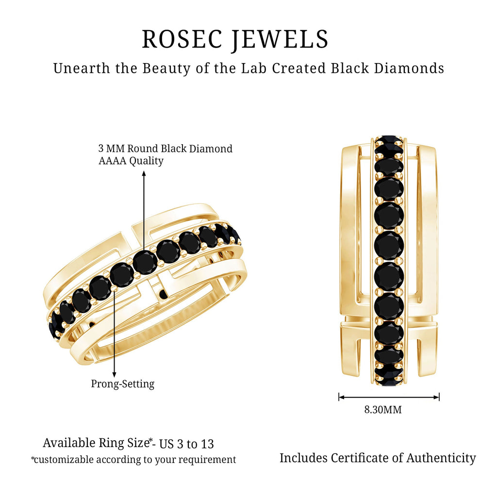 Black Diamond Wedding Band – Lab Created Durable Men's Ring with Prong Setting