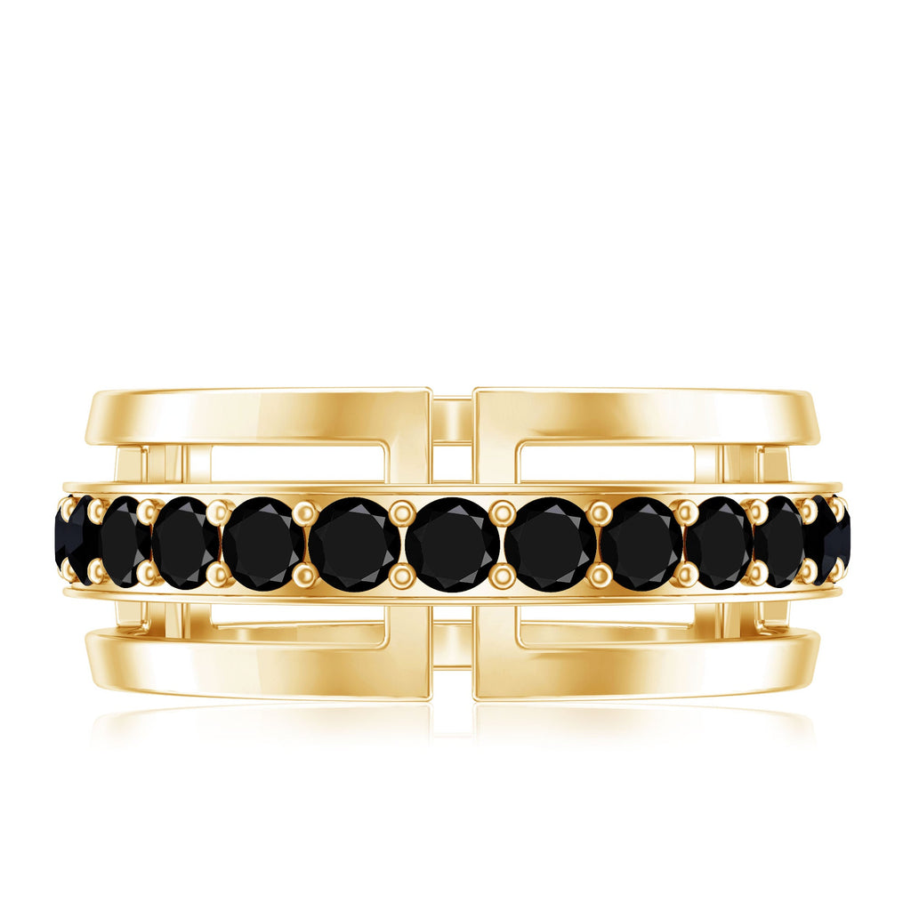 Black Diamond Wedding Band – Lab Created Durable Men's Ring with Prong Setting
