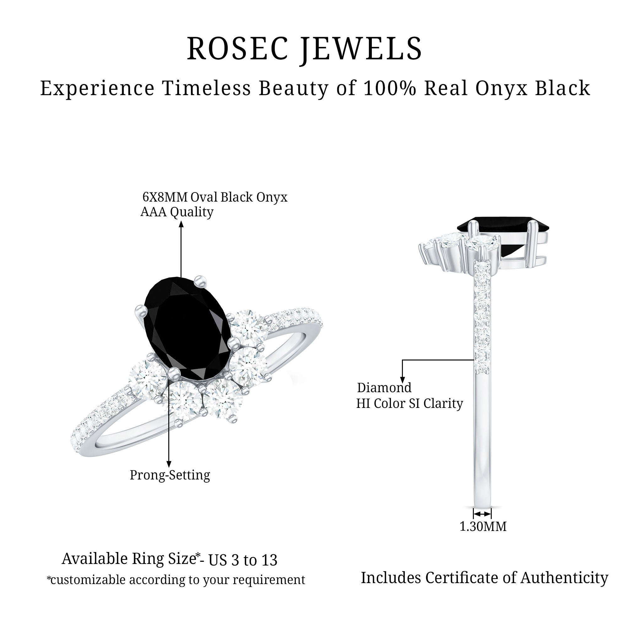 1 Carat Oval Cut Black Onyx Designer Engagement Ring with Diamond Half Halo