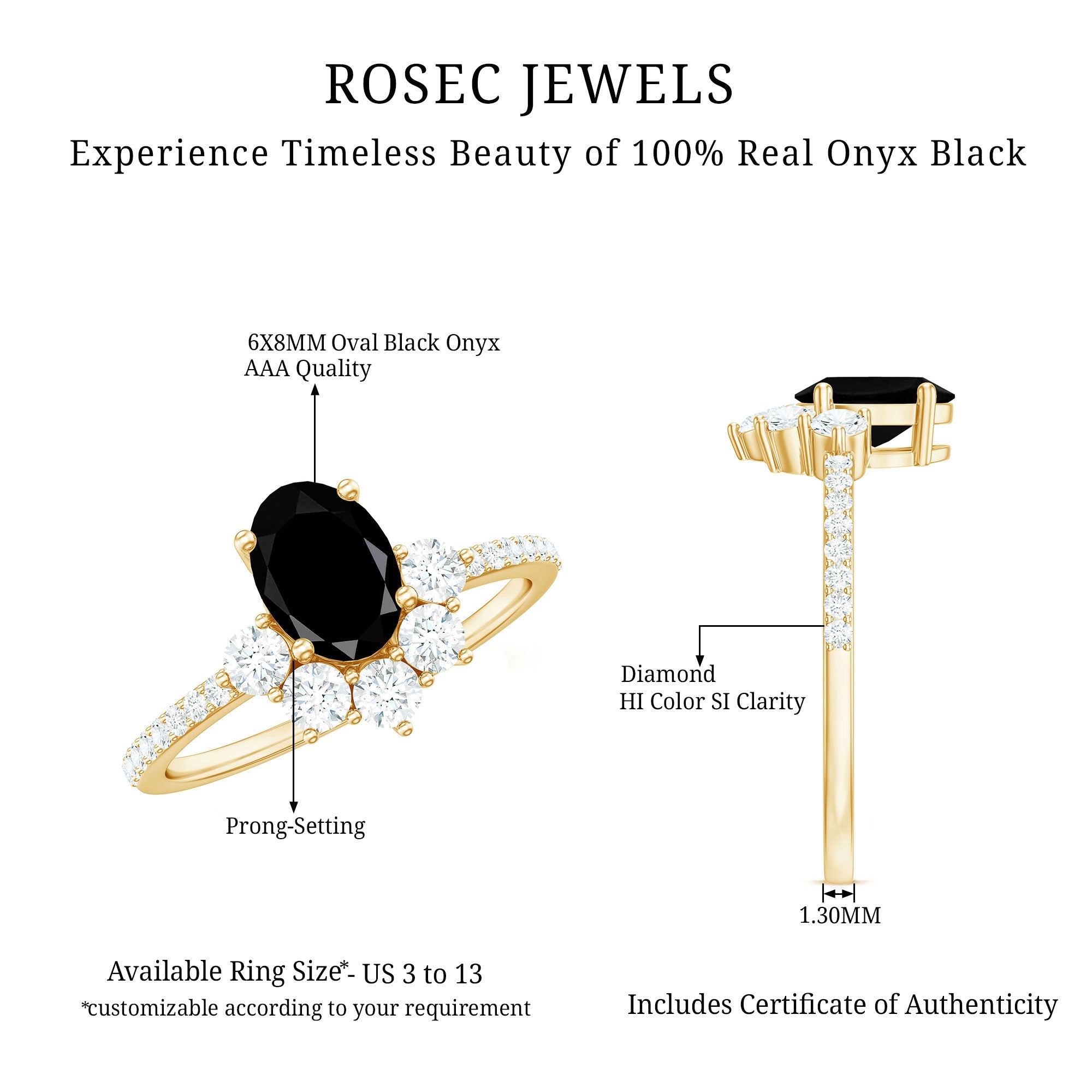 1 Carat Oval Cut Black Onyx Designer Engagement Ring with Diamond Half Halo