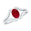 Ruby Engagement Ring – Oval Ruby Ring with Diamond Split Shank Band