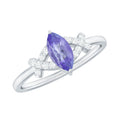 Marquise Tanzanite Ring – Elegant Blue Gemstone With Diamond Promise Band