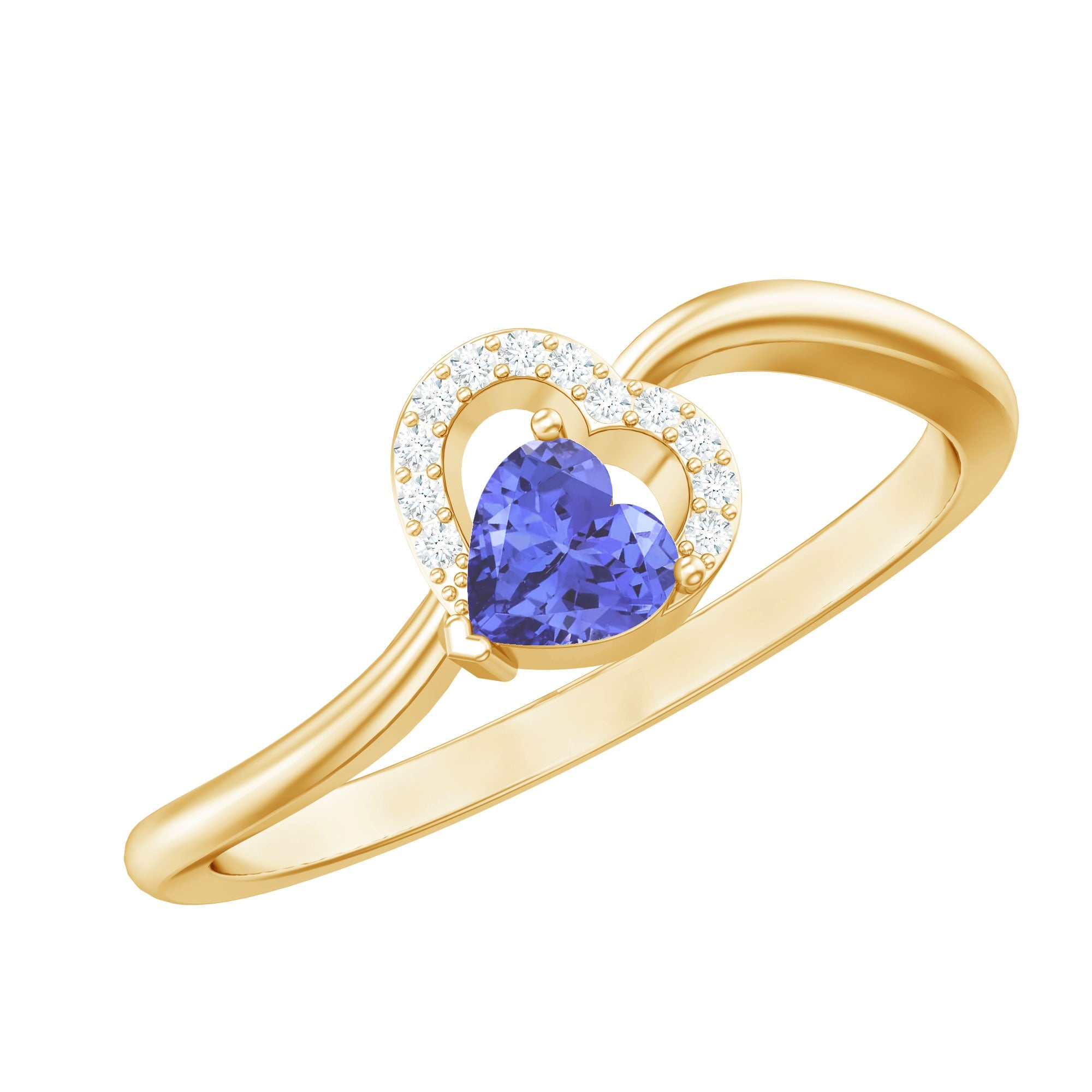 Heart Shape Tanzanite Ring – Natural Promise Ring with Diamond Accents
