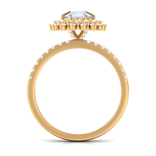 0.3 Carat Round Moonstone Statement Engagement Ring with Moissanite