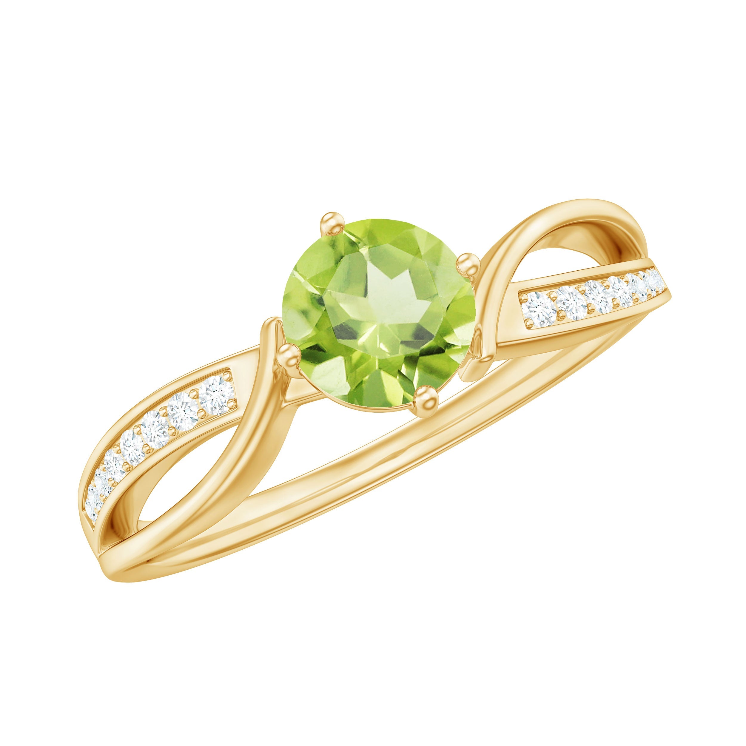 Peridot Promise Ring – 0.5 Carat AAA Grade Green Gemstone Infinity Diamond Band