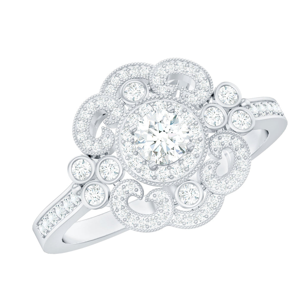 Moissanite Engagement Ring – Certified Vintage Style Jewelry With Sparkling Stone