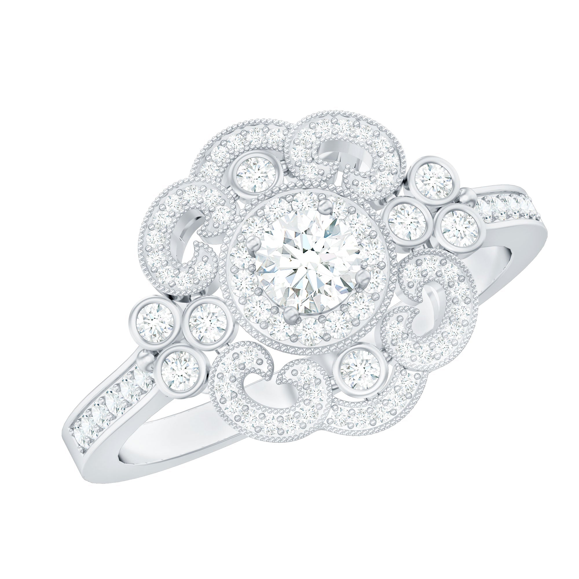 Moissanite Engagement Ring – Certified Vintage Style Jewelry With Sparkling Stone