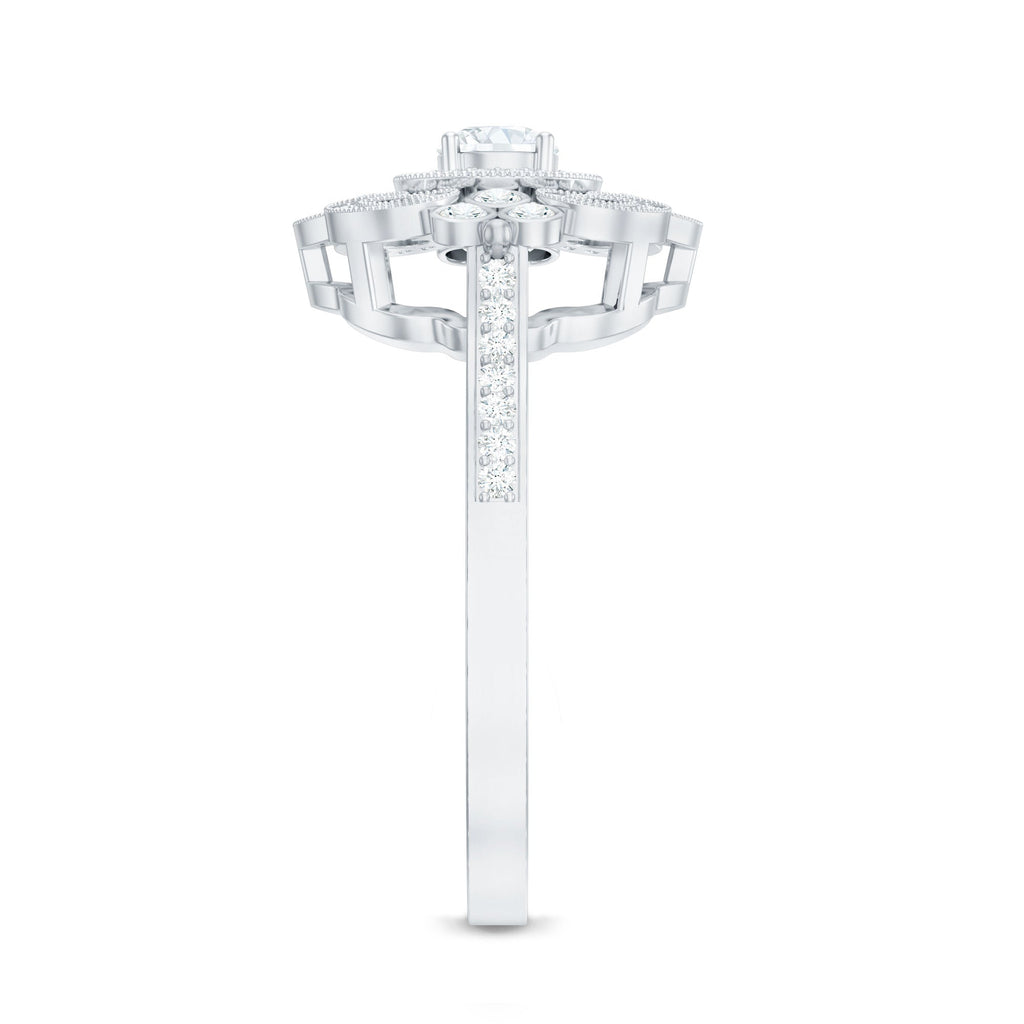 Moissanite Engagement Ring – Certified Vintage Style Jewelry With Sparkling Stone