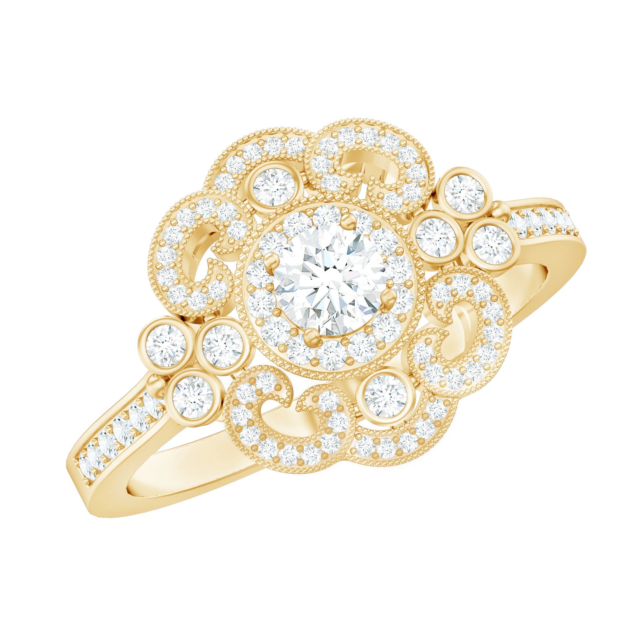 Moissanite Engagement Ring – Certified Vintage Style Jewelry With Sparkling Stone