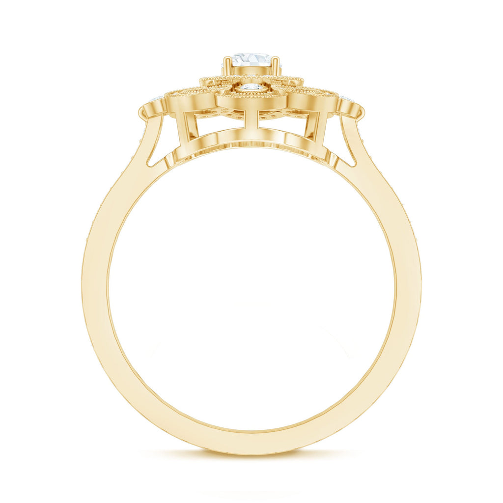 Moissanite Engagement Ring – Certified Vintage Style Jewelry With Sparkling Stone