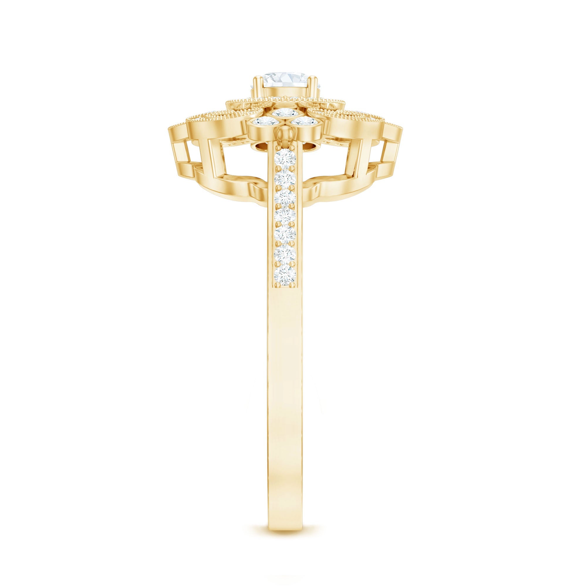 Moissanite Engagement Ring – Certified Vintage Style Jewelry With Sparkling Stone