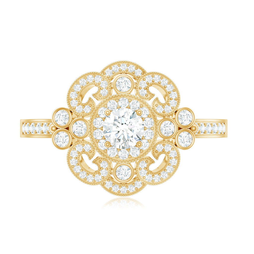 Moissanite Engagement Ring – Certified Vintage Style Jewelry With Sparkling Stone