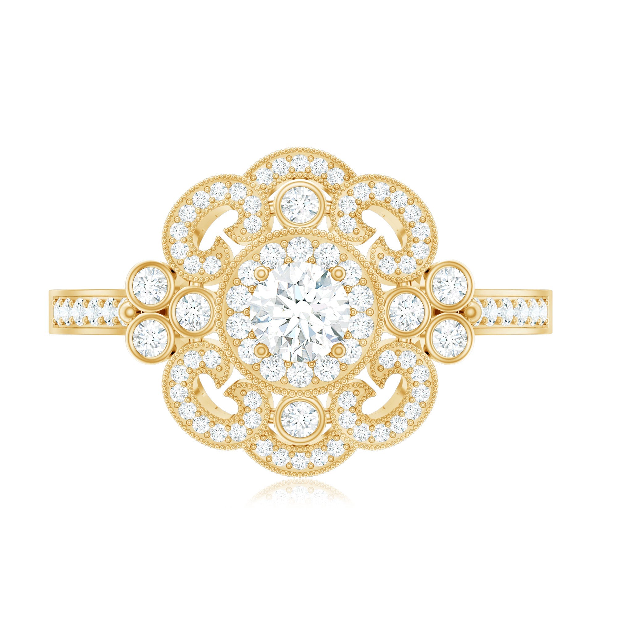 Moissanite Engagement Ring – Certified Vintage Style Jewelry With Sparkling Stone