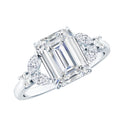 Claw Set Emerald Cut Moissanite Designer Engagement Ring