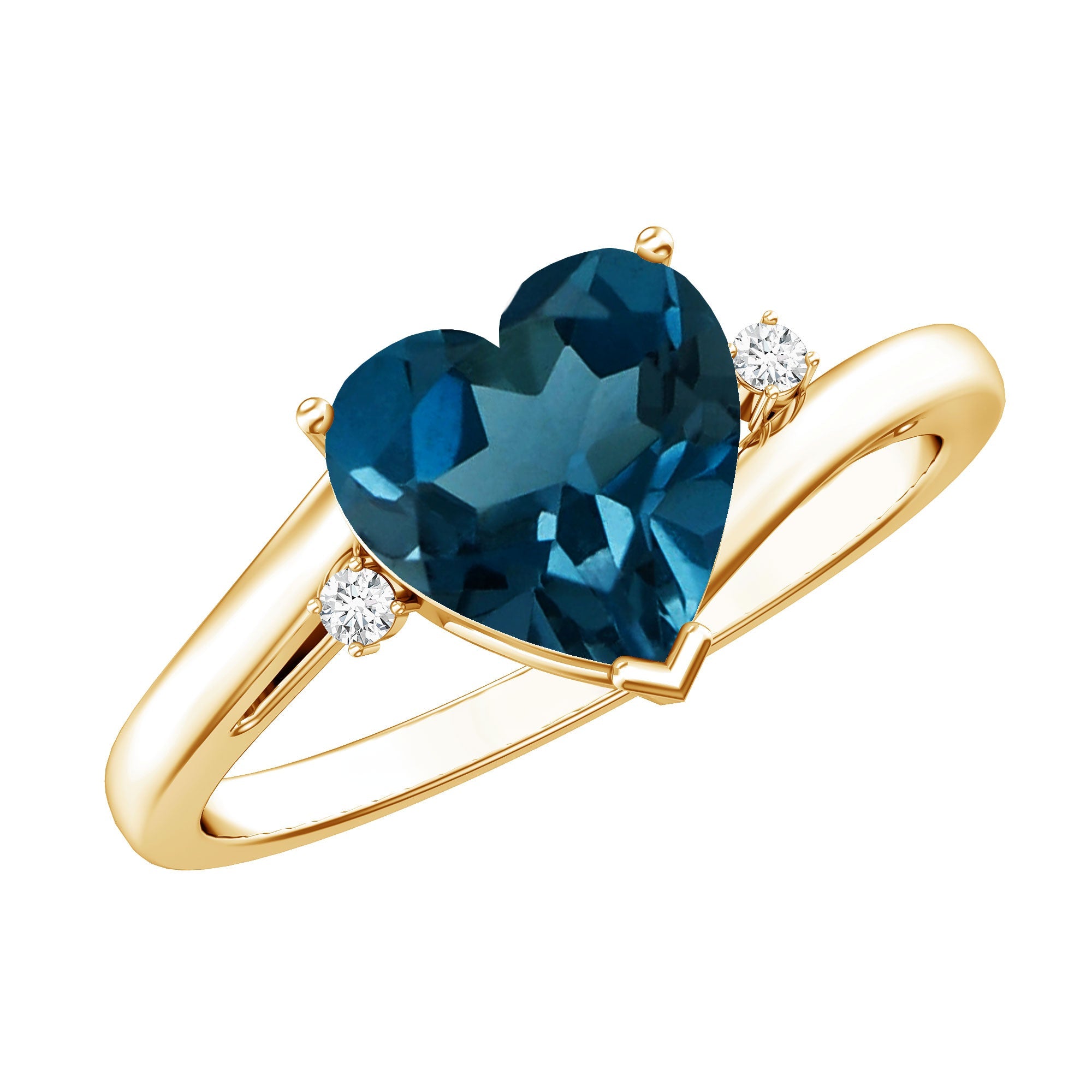 Heart Shaped London Blue Topaz Engagement Ring with Diamonds