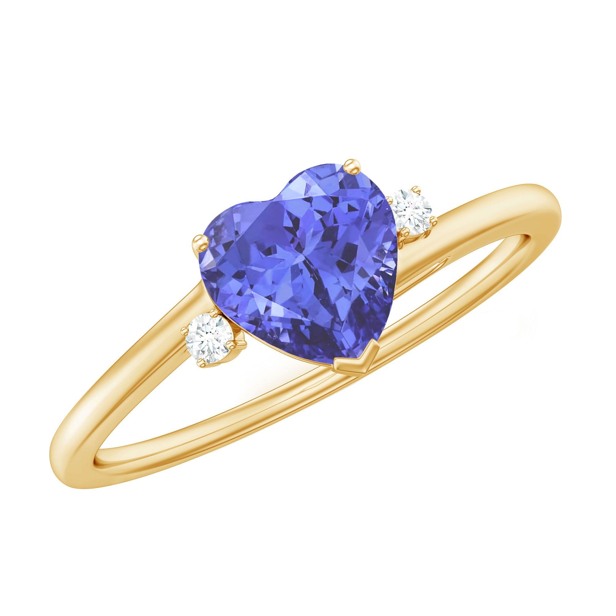 Tanzanite Heart Promise Ring – AAA Grade Blue Heart Shaped Diamond Bypass Design